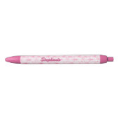 Stylo Noir Ajouter un nom, bandes Abstraites rose pâle (Devant)