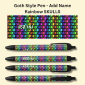 Stylo Noir Ajouter un nom, Goth Gothic Rainbows Skuls sur Bla