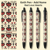 Stylo Noir Ajouter un nom, Goth Gothic Red Valentines Love He
