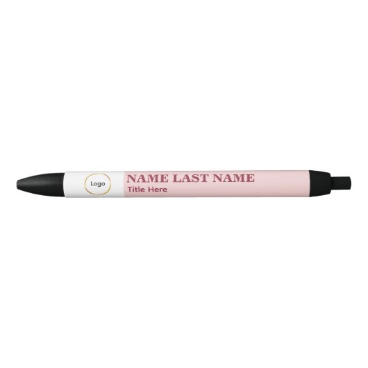 Stylo Noir Ajouter un titre de nom rose pâle simple de logo (Devant)