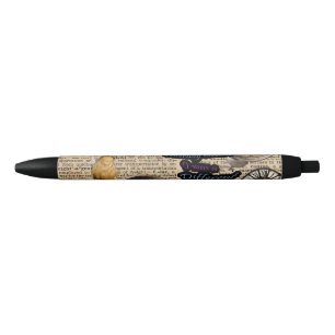 Stylo Noir Alice au pays des merveilles Voyager dans le temps