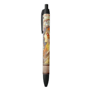 Stylo Noir Alphonse Mucha La Plume Zodiac Art Nouveau Vintage