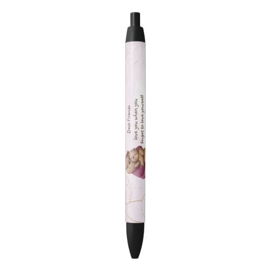 Stylo Noir Amitié Teddy Ours Aimez-vous Inspiration (devant Vertical)