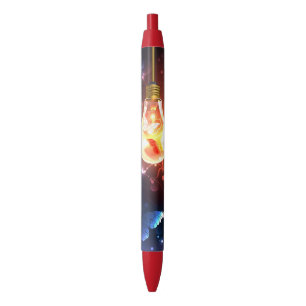 Stylo Noir Ampoule lumineuse avec papillons nocturnes