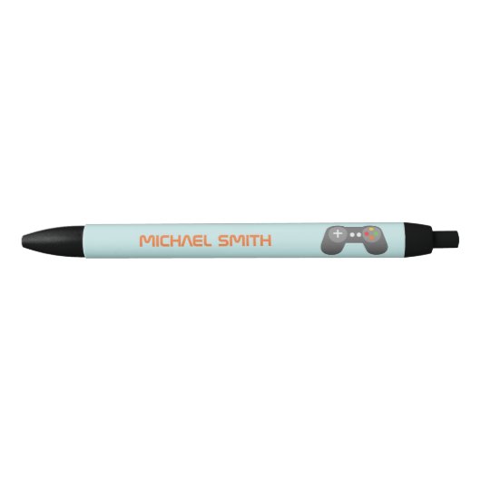 Stylo Noir Amusant Bleu clair jeu vidéo thème (Devant)