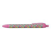 Stylo Noir Ananas à fleurs tropicales (Haut)