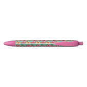 Stylo Noir Ananas à fleurs tropicales (Dos)