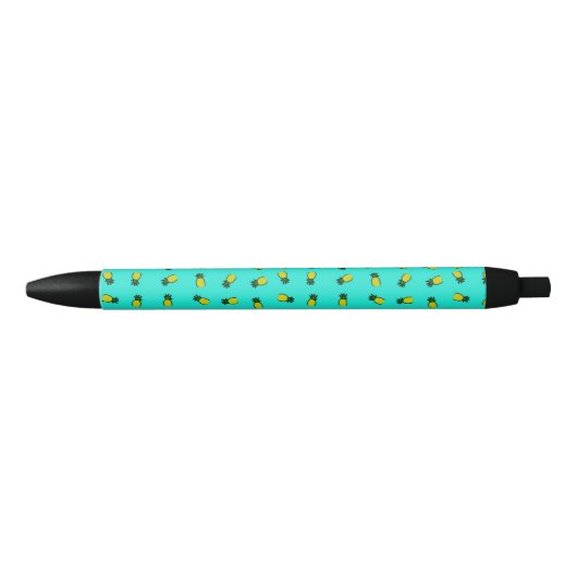 Stylo Noir Ananas sur le fond bleu (Devant)