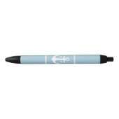 Stylo Noir Ancre bleu clair Monogrammé (Devant)