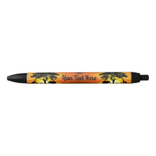 Stylo Noir Animaux sauvages sur le coucher de soleil de la sa