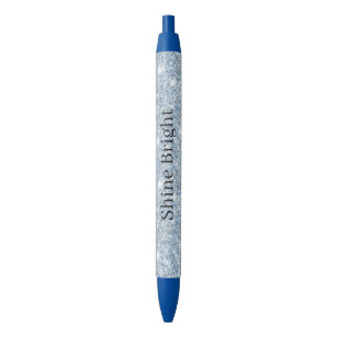 Stylo Noir Anniversaire Paillettes Bleu Ciel Clair