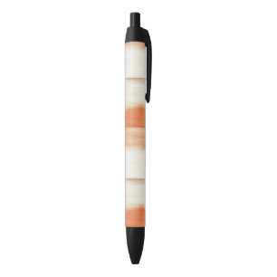 Stylo Noir Anniversaire Rayures Orange Pêche Crème