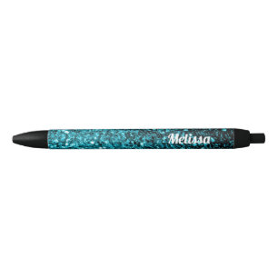 Stylo Noir Aqua bleu brillant brille de parties scintillant P