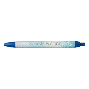 Stylo Noir Aqua Blue Ombre Glitzy Sparkle Parties scintillant