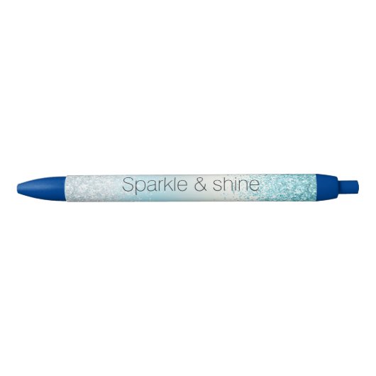 Stylo Noir Aqua Blue Ombre Glitzy Sparkle Parties scintillant (Devant)
