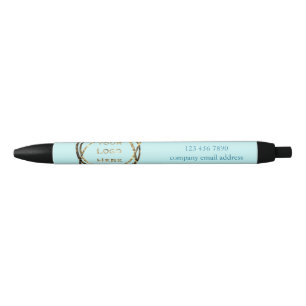 Stylo Noir Aqua Turquoise Custom Business Logo Promotionnels