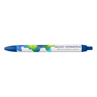 Stylo Noir Aquarelle Abstraite Bleu Lumineux Marketing person