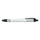 Stylo Noir Aquarelle Blue Flowers Baby shower Faveurs (Haut)