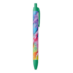 Stylo Noir Aquarelle colorée Motif Rainbow Batik Tie Dye