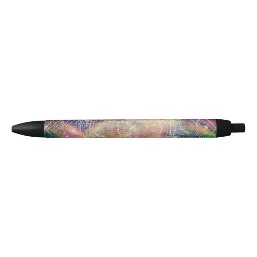 Stylo Noir Aquarelle couleur Mandala or élégant Nebula (Devant)