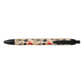 Stylo Noir Aquarelle de champignon d'automne rétro (Dos)