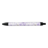 Stylo Noir Aquarelle délicate Fleurs violettes (Devant)