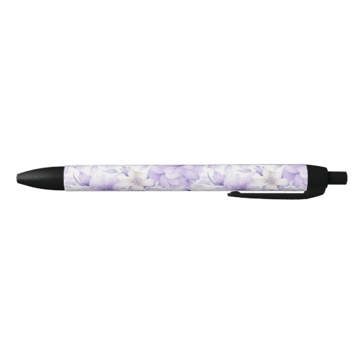 Stylo Noir Aquarelle délicate Fleurs violettes (Bas)