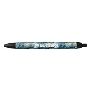 Stylo Noir Aquarelle design tendance Nuages Bleus