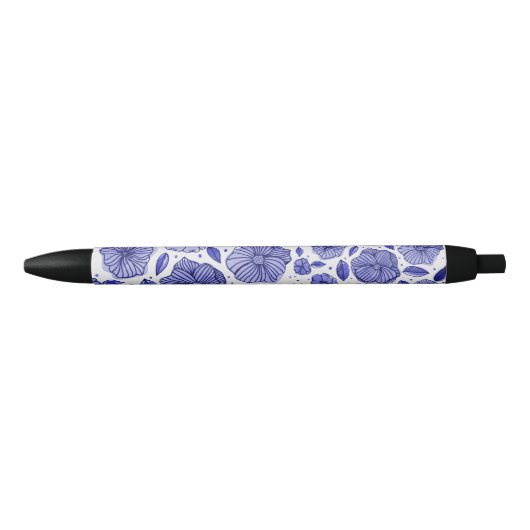 Stylo Noir Aquarelle et fleurs d'encre - palette bleue (Devant)