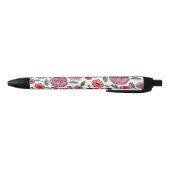 Stylo Noir Aquarelle et fleurs d'encre - rose et vert (Bas)