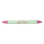 Stylo Noir Aquarelle Floral Chien Animal assis (Devant)
