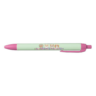 Stylo Noir Aquarelle Floral Chien Animal assis