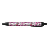 Stylo Noir Aquarelle florale - Design abstrait rose et blanc (Bas)