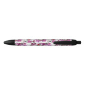 Stylo Noir Aquarelle florale - Design abstrait rose et blanc (Dos)