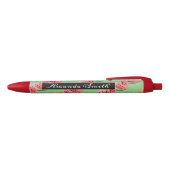 Stylo Noir Aquarelle Fruit de pastèque Rouge Vert (Haut)