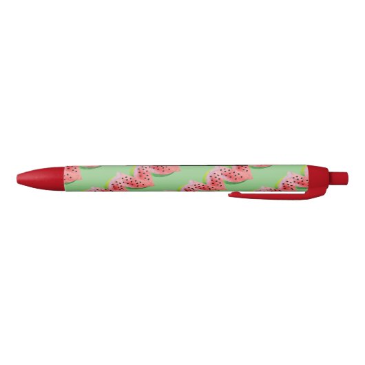 Stylo Noir Aquarelle Fruit de pastèque Rouge Vert (Bas)
