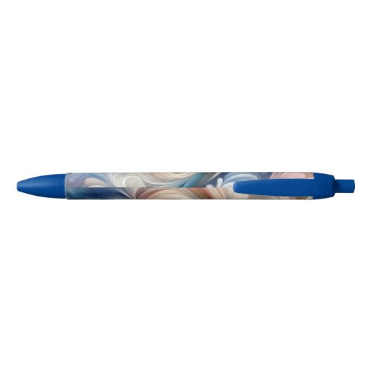 Stylo Noir Aquarelle Imaginaire Floral Pastel Bleu & Crème (Dos)