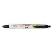 Stylo Noir Aquarelle Jaune Orange Fleurs de printemps (Dos)
