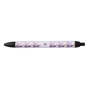 Stylo Noir Aquarelle marine violette et or