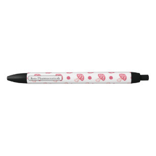 Stylo Noir aquarelle mignon champignons rouges et pois