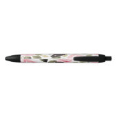Stylo Noir Aquarelle moderne rose floral noir (Dos)