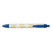 Stylo Noir Aquarelle Motif Floral Jaune (Dos)