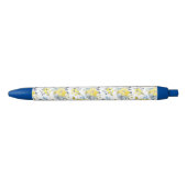 Stylo Noir Aquarelle Motif Floral Jaune (Devant)