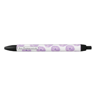 Stylo Noir Aquarelle personnalisée Fleur violet