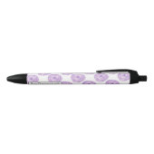 Stylo Noir Aquarelle personnalisée Fleur violet (Haut)