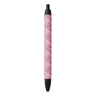 Stylo Noir Aquarelle Pink Peonies