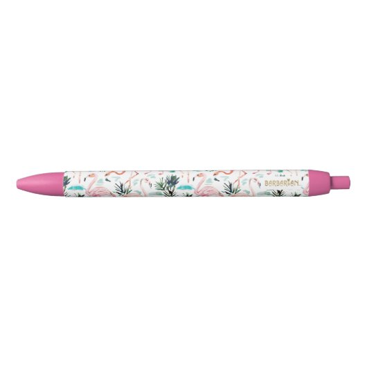 Stylo Noir Aquarelle rose de Flamant rose (Devant)