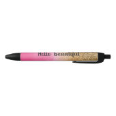 Stylo Noir Aquarelle rose fille Parties scintillant or Glitz  (Bas)