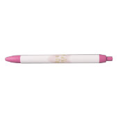 Stylo Noir Aquarelle rose or Coeur Bonjour Belle (Devant)