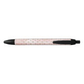 Stylo Noir Aquarelle rose pâle Coeurs d'or (Dos)